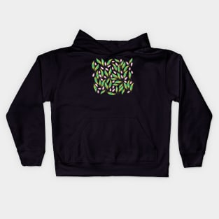 Spring mood fresh leaves and seeds summer green pattern Kids Hoodie